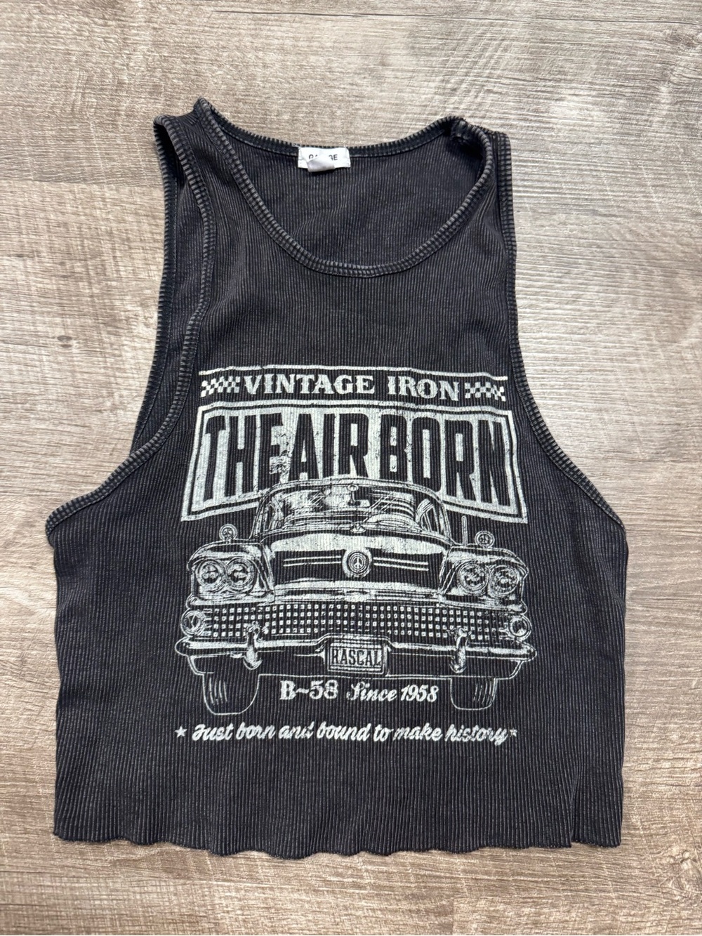 Garage Vintage Iron Car Ribbed Tank Top Small